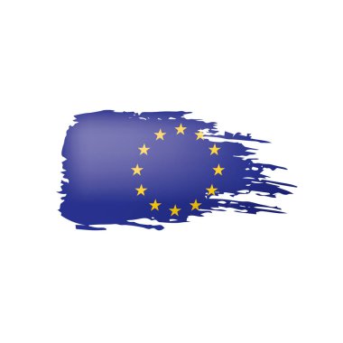 Beyaz arka planda Avrupa Birliği bayrağı ve vektör illüstrasyonu.