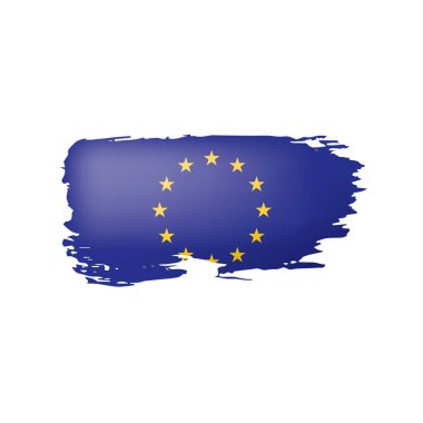 Beyaz arka planda Avrupa Birliği bayrağı ve vektör illüstrasyonu.