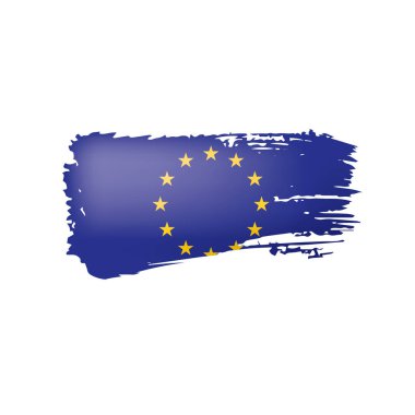 Beyaz arka planda Avrupa Birliği bayrağı ve vektör illüstrasyonu.