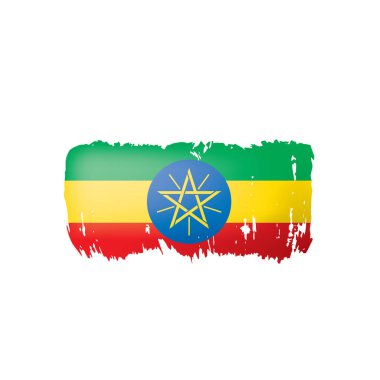 Etiyopya bayrağı, beyaz arkaplanda vektör illüstrasyonu.