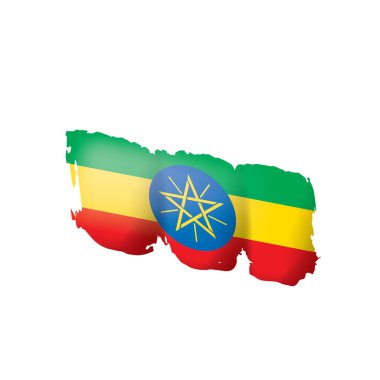 Etiyopya bayrağı, beyaz arkaplanda vektör illüstrasyonu.