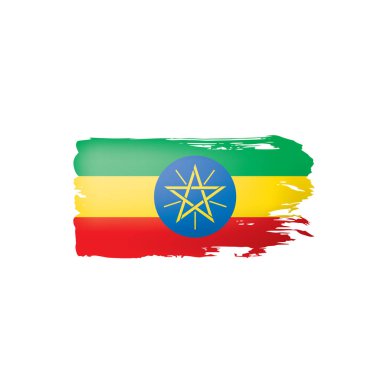 Etiyopya bayrağı, beyaz arkaplanda vektör illüstrasyonu.