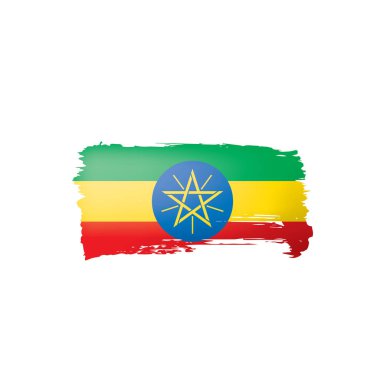 Etiyopya bayrağı, beyaz arkaplanda vektör illüstrasyonu.