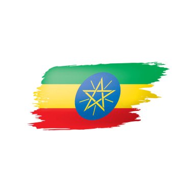 Etiyopya bayrağı, beyaz arkaplanda vektör illüstrasyonu.