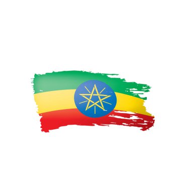 Etiyopya bayrağı, beyaz arkaplanda vektör illüstrasyonu.