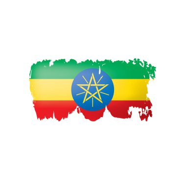 Etiyopya bayrağı, beyaz arkaplanda vektör illüstrasyonu.