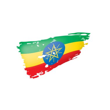 Etiyopya bayrağı, beyaz arkaplanda vektör illüstrasyonu.