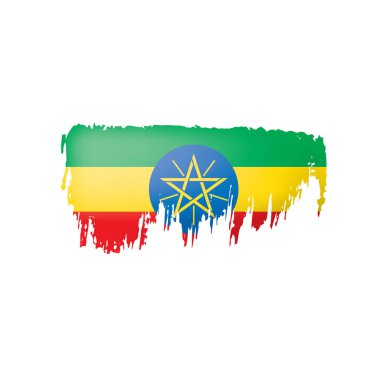 Etiyopya bayrağı, beyaz arkaplanda vektör illüstrasyonu.