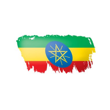 Etiyopya bayrağı, beyaz arkaplanda vektör illüstrasyonu.