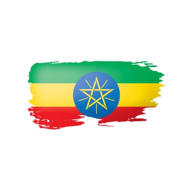 Etiyopya bayrağı, beyaz arkaplanda vektör illüstrasyonu.