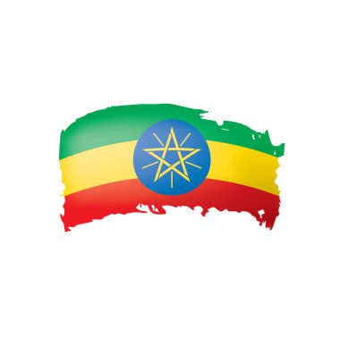 Etiyopya bayrağı, beyaz arkaplanda vektör illüstrasyonu.