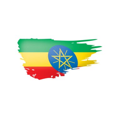 Etiyopya bayrağı, beyaz arkaplanda vektör illüstrasyonu.