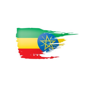 Etiyopya bayrağı, beyaz arkaplanda vektör illüstrasyonu.