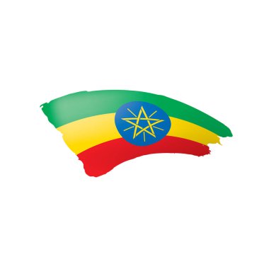 Etiyopya bayrağı, beyaz arkaplanda vektör illüstrasyonu.