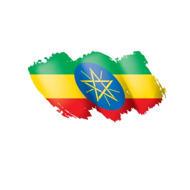 Etiyopya bayrağı, beyaz arkaplanda vektör illüstrasyonu.