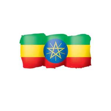 Etiyopya bayrağı, beyaz arkaplanda vektör illüstrasyonu.