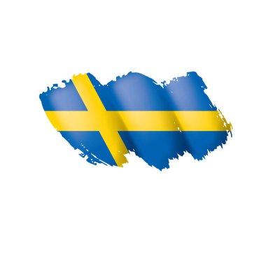 İsveç bayrağı, beyaz bir arka plan üzerinde vektör çizim.