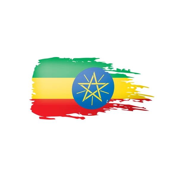 흰 배경에 있는 벡터 그림, 에티오피아 국기. — 스톡 벡터