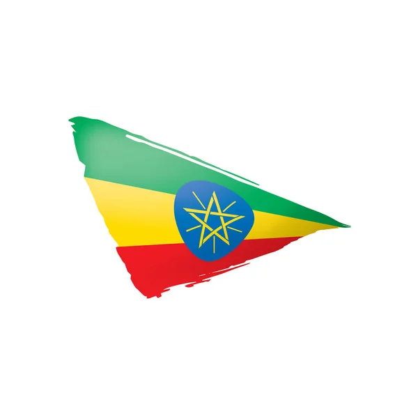 Etiopská vlajka, vektorová ilustrace na bílém pozadí. — Stockový vektor