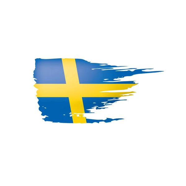 İsveç bayrağı, beyaz bir arka plan üzerinde vektör çizim. — Stok Vektör