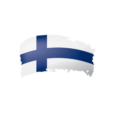 Finlandiya bayrağı, beyaz bir arka plan üzerinde vektör çizim.
