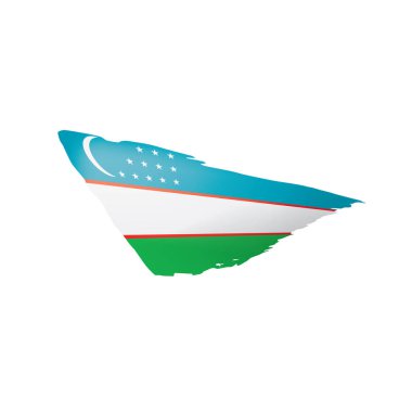 Özbekistan bayrağı ve beyaz arkaplan üzerindeki vektör illüstrasyonu.