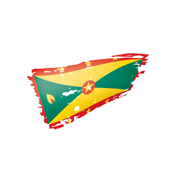 Grenada flagga, vektorillustration på vit bakgrund. — Stock vektor