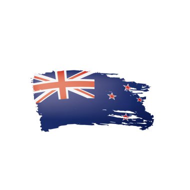 Yeni Zelanda bayrağı, beyaz arkaplanda vektör illüstrasyonu.