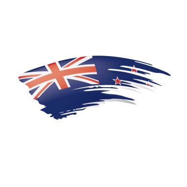 Yeni Zelanda bayrağı, beyaz arkaplanda vektör illüstrasyonu.