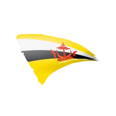 Brunei bayrağı, beyaz arkaplanda vektör illüstrasyonu.