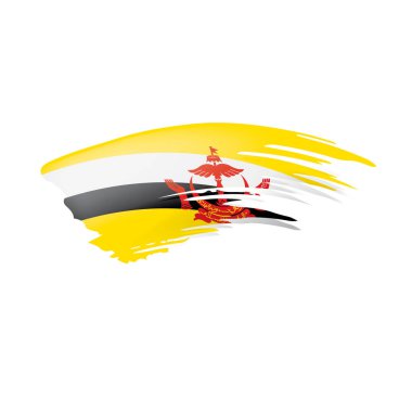 Brunei bayrağı, beyaz arkaplanda vektör illüstrasyonu.