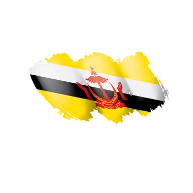 Brunei bayrağı, beyaz arkaplanda vektör illüstrasyonu.