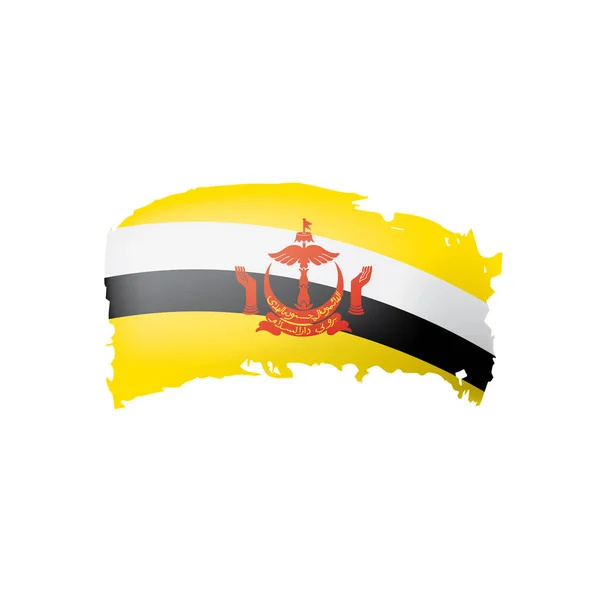 Brunei vlag, vector illustratie op een witte achtergrond. — Stockvector