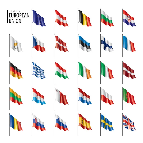 Les drapeaux de l'Union européenne. Illustration vectorielle. — Image vectorielle