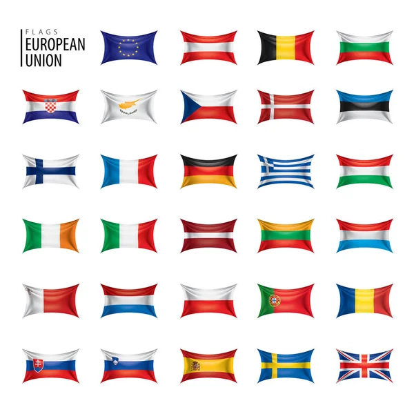 Les drapeaux de l'Union européenne. Illustration vectorielle. — Image vectorielle
