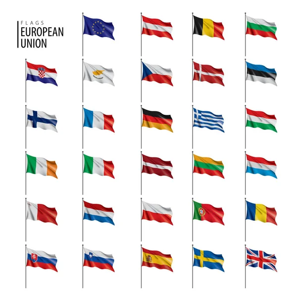 Banderas de la Unión Europea. Ilustración vectorial. — Archivo Imágenes Vectoriales