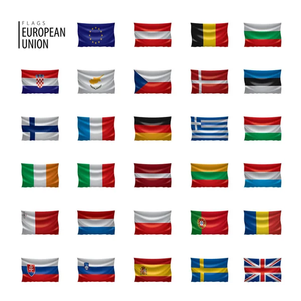 Vlaggen van de Europese Unie. Vectorillustratie. — Stockvector