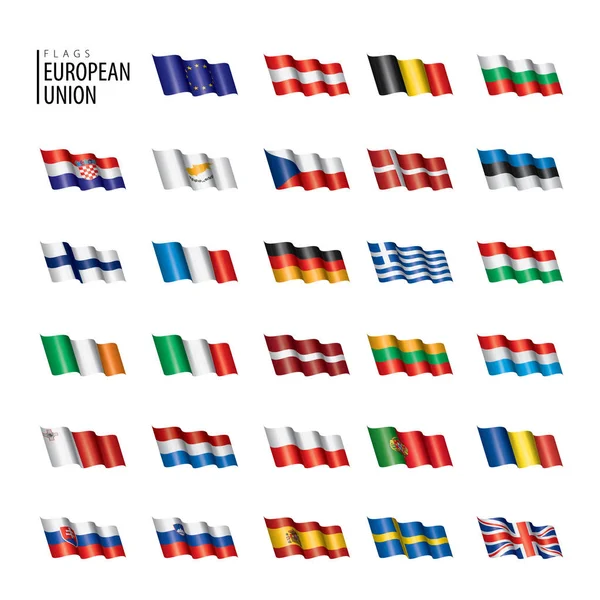 Vlaggen van de Europese Unie. Vectorillustratie. — Stockvector