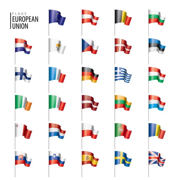 Les drapeaux de l'Union européenne. Illustration vectorielle. — Image vectorielle