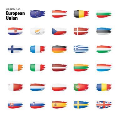 Avrupa Birliği 'nin bayrakları. Vektör illüstrasyonu.