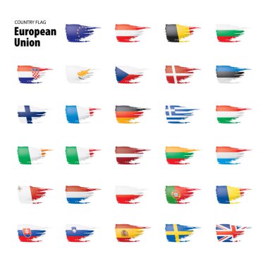 Avrupa Birliği 'nin bayrakları. Vektör illüstrasyonu.