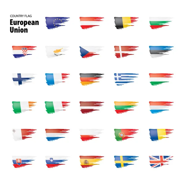 Bandeiras da união europeia. Ilustração vetorial. — Vetor de Stock