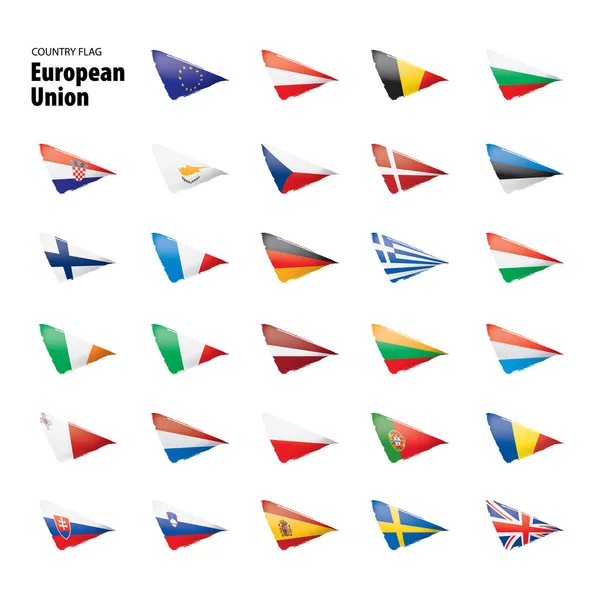 Les drapeaux de l'Union européenne. Illustration vectorielle. — Image vectorielle