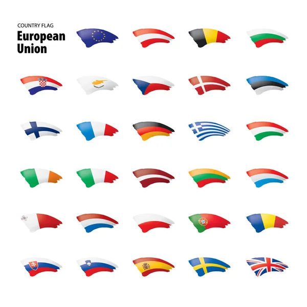 Vlaggen van de Europese Unie. Vectorillustratie. — Stockvector