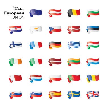 Avrupa Birliği 'nin bayrakları. Vektör illüstrasyonu.
