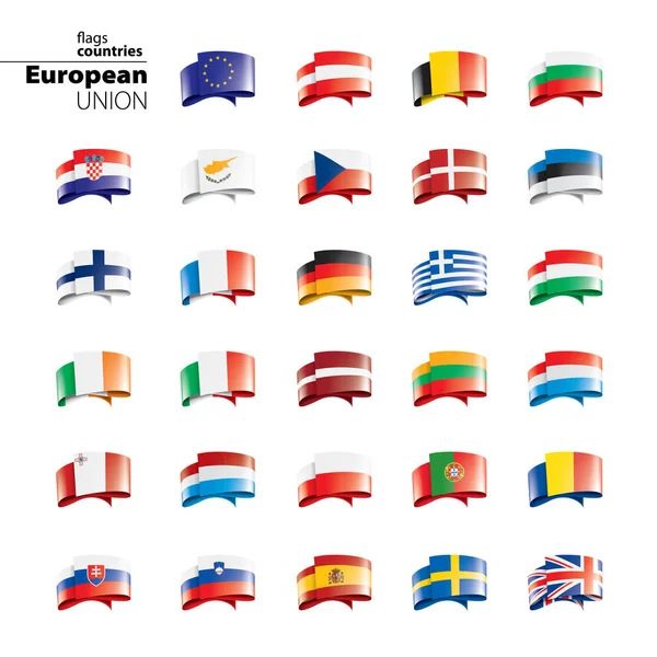 Banderas de la Unión Europea. Ilustración vectorial. — Archivo Imágenes Vectoriales