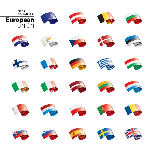 Les drapeaux de l'Union européenne. Illustration vectorielle. — Image vectorielle