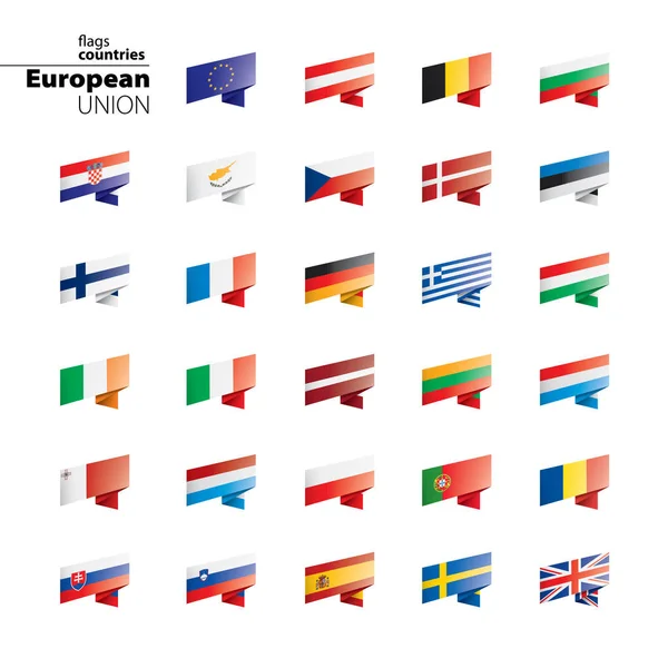 Banderas de la Unión Europea. Ilustración vectorial. — Vector de stock