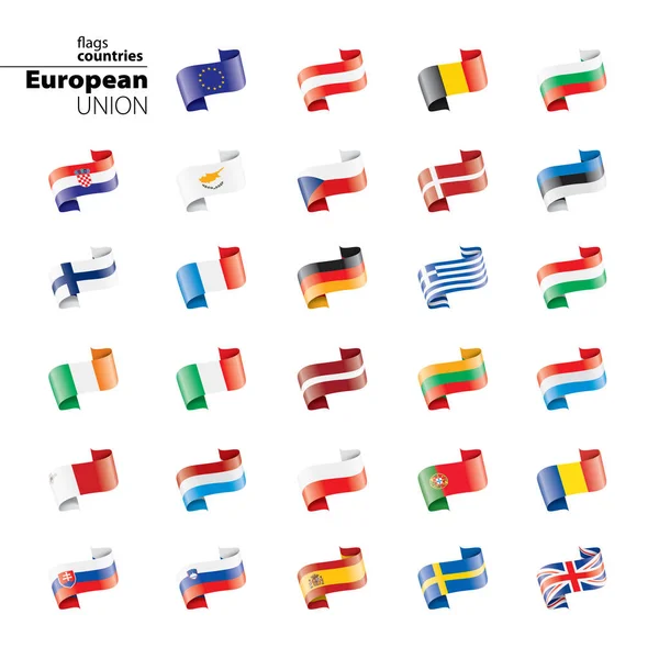 Banderas de la Unión Europea. Ilustración vectorial. — Archivo Imágenes Vectoriales