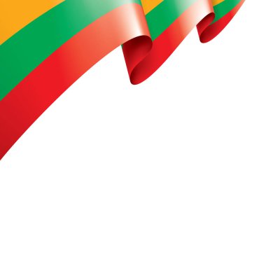 Litvanya bayrağı, beyaz arkaplanda vektör illüstrasyonu.